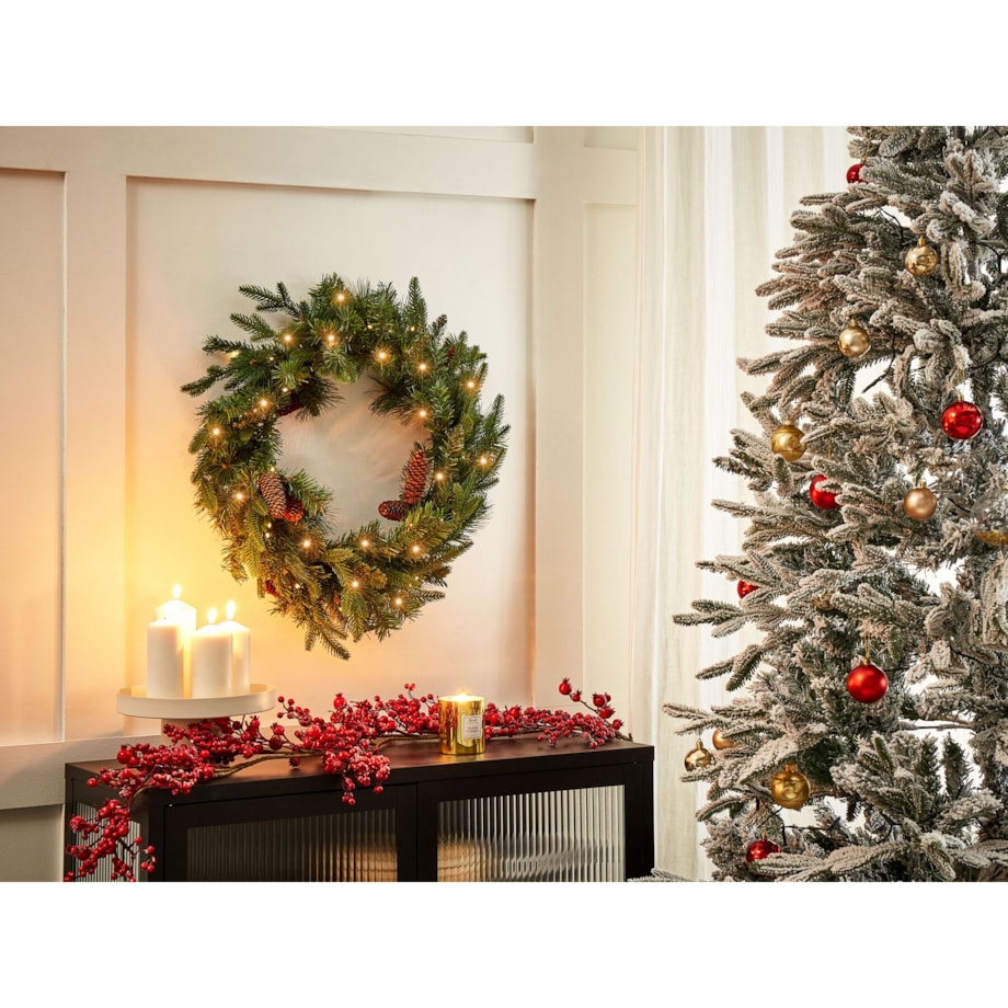 Wianek świąteczny ze światełkami 60 cm zielony KAMERUN