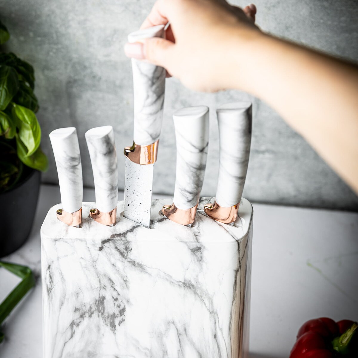 Zestaw noży kuchennych w bloku 5 elementów noże biały KLAUSBERG