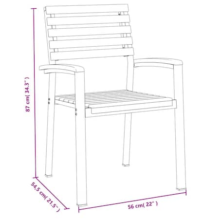 vidaXL Sztaplowane krzesła ogrodowe, 2 szt., drewno akacjowe i metal