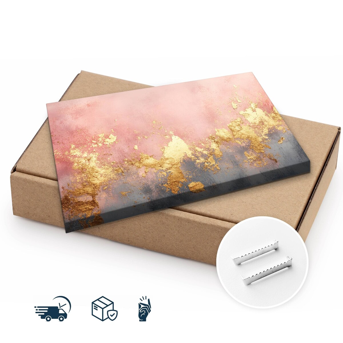 Obraz Canvas Do Salonu Beton Elementy Złota Styl Glamour Abstrakcja 120x80cm