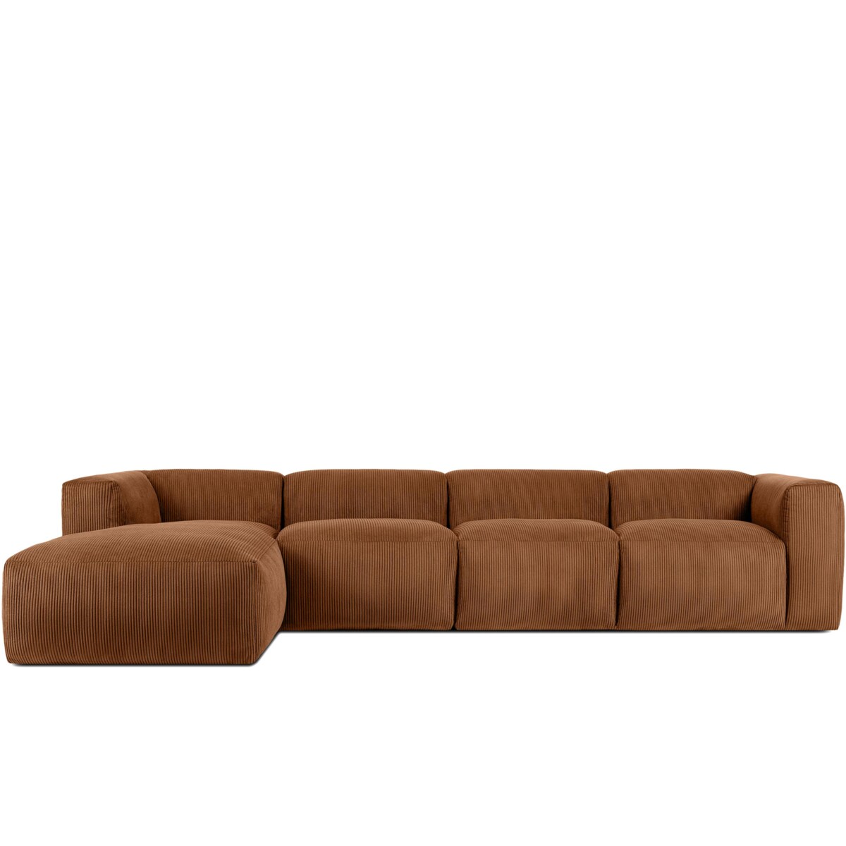 KONSIMO BUFFO Sofa narożna lewa 6-osobowa z wyjątkowo miękkim siedziskiem, kolor rudy
