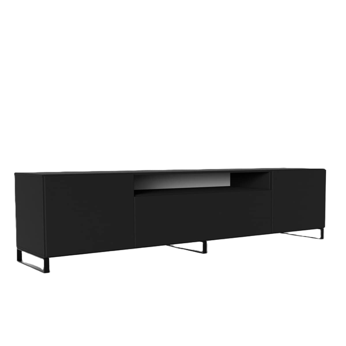 Szafka RTV LION 200 cm na metalowych nogach, do pokoju gościnnego-czarna