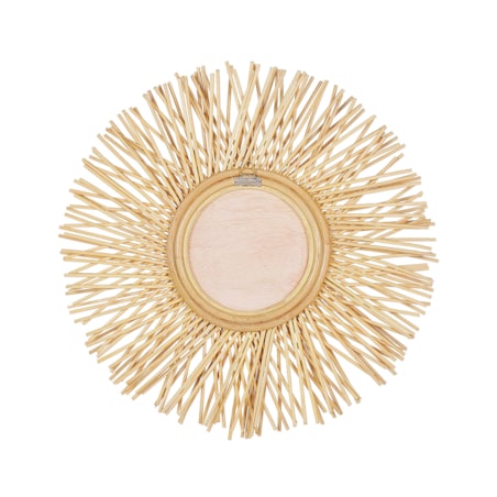 Rattanowe okrągłe lustro ścienne słońce ⌀ 60 cm naturalne KALASIN