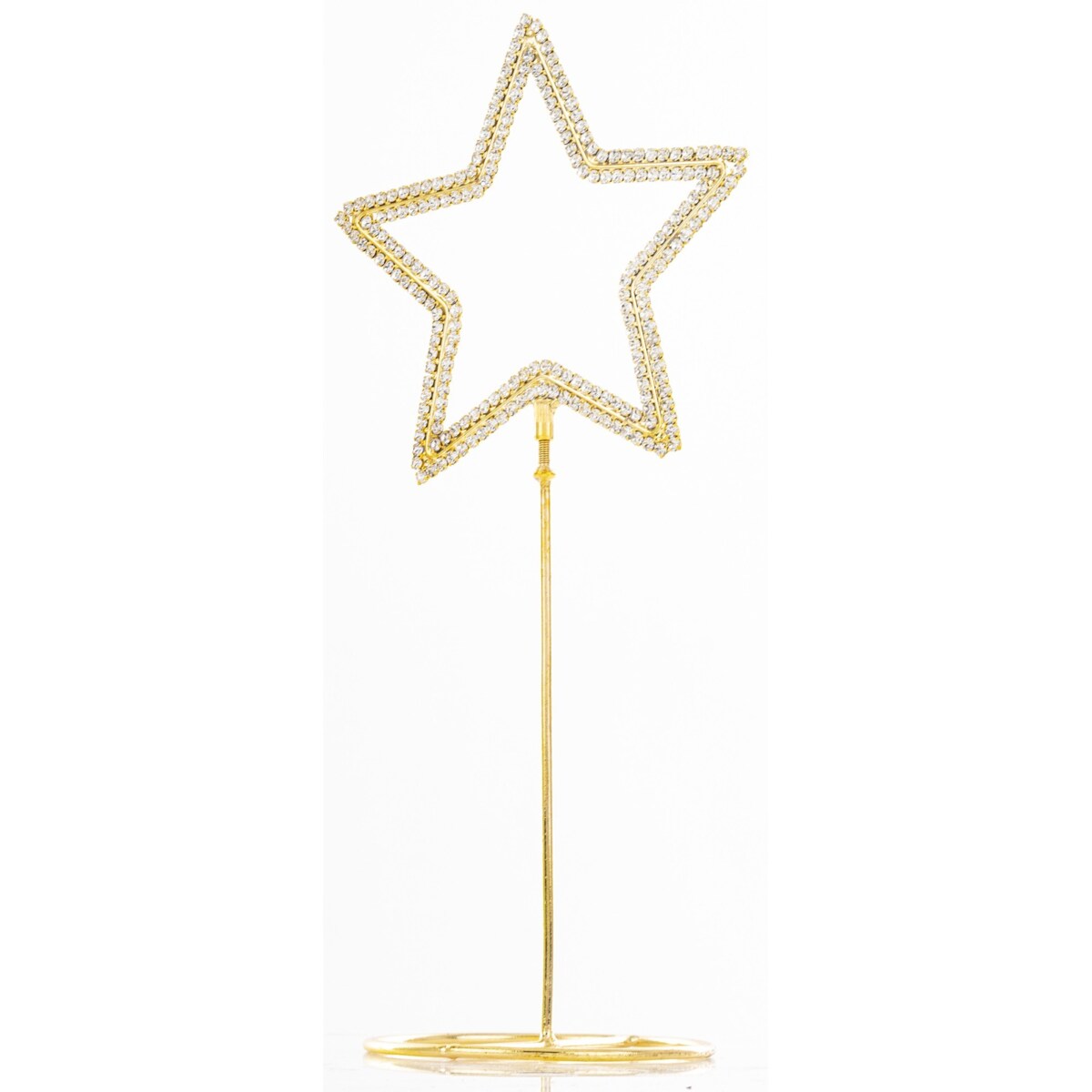 Dekoracja - 2 szt. stojąca GWIAZDA 22x10x7,5 cm na złotej podstawce