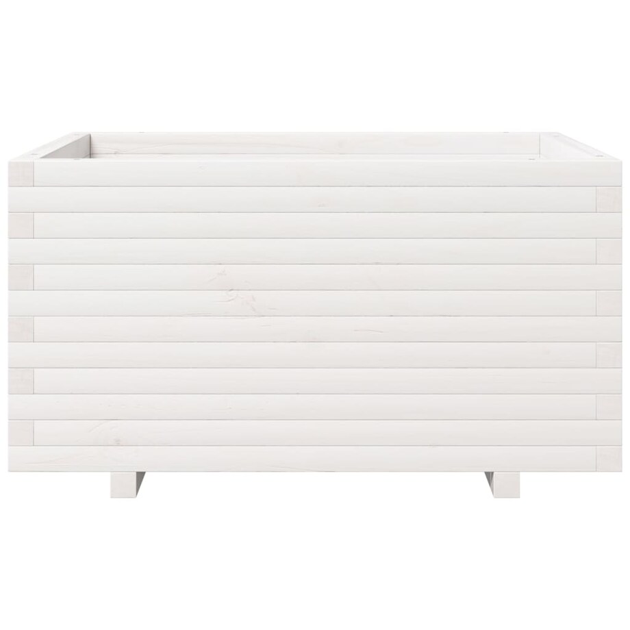 vidaXL Donica ogrodowa, biała, 90x60x49,5 cm, lite drewno sosnowe