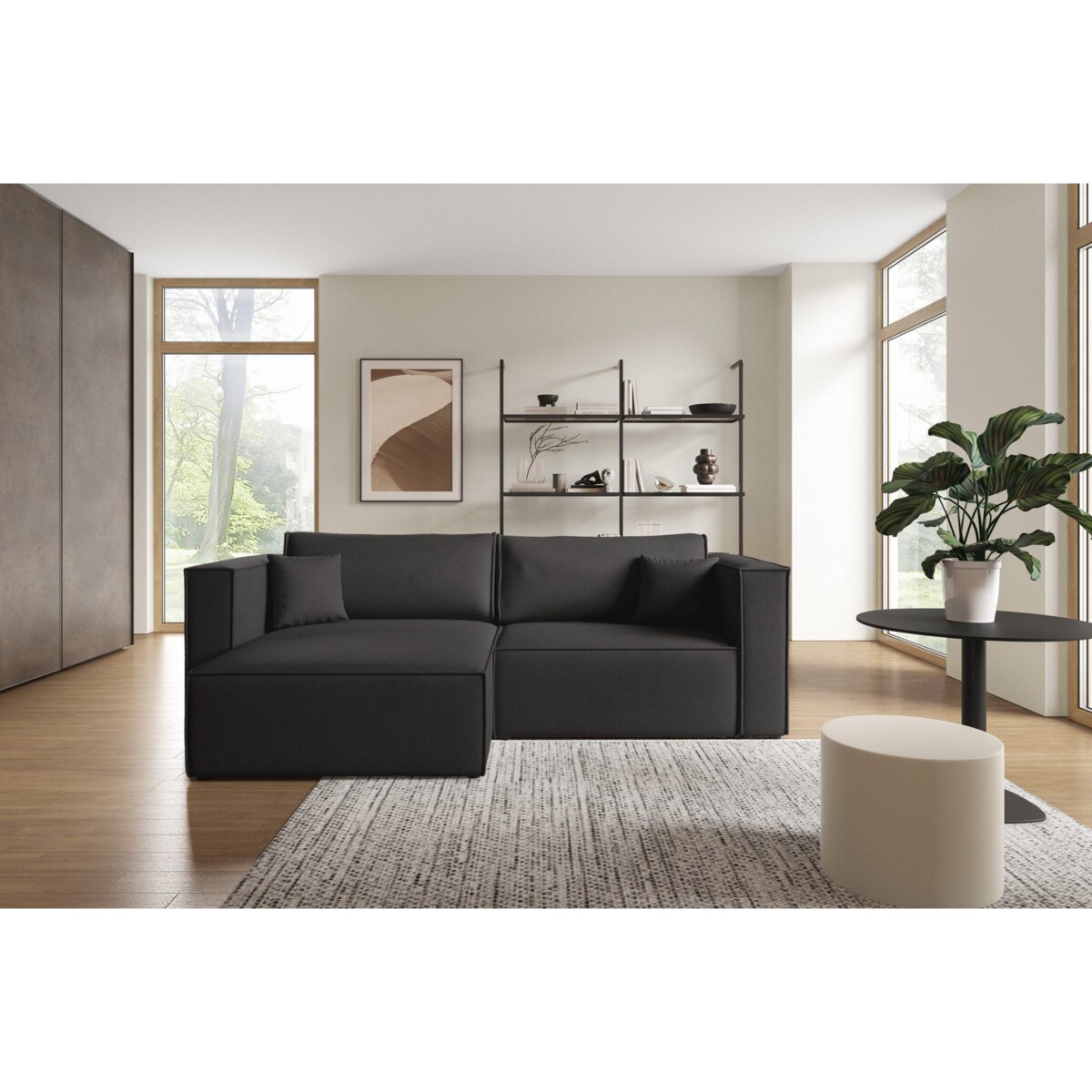 Narożnik KEYMON z funkcją spania welurowa tkanina Kolor: Gerra 75