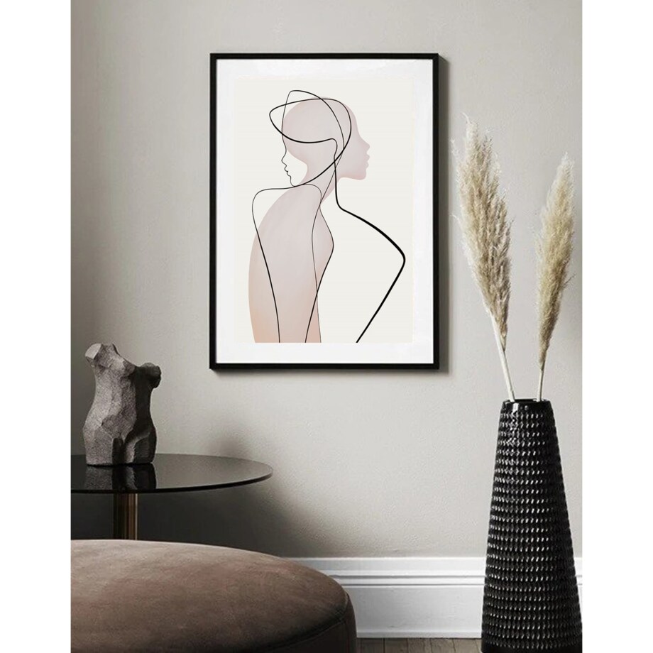 Poster Story, Plakat, Obraz - Kobiece Kształty w Konturach No1, wymiary 21 x 30 cm
