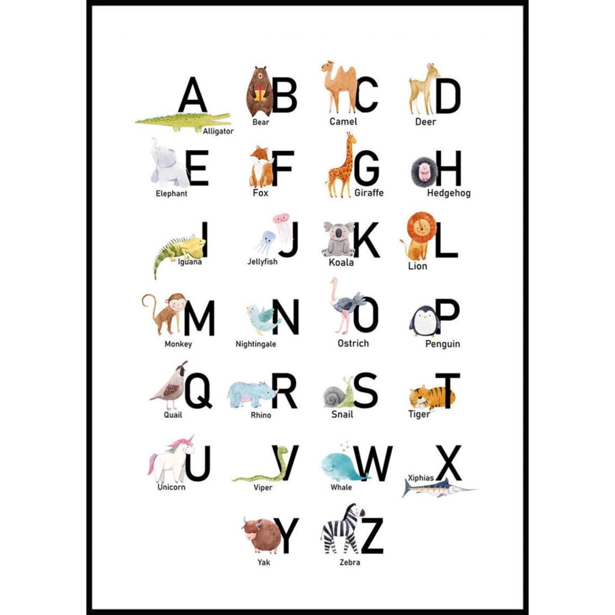 Poster Story, Plakat, Obraz - ABC ze Zwierzątkami, wymiary 60 x 84 cm