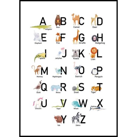 Poster Story, Plakat, Obraz - ABC ze Zwierzątkami, wymiary 60 x 84 cm