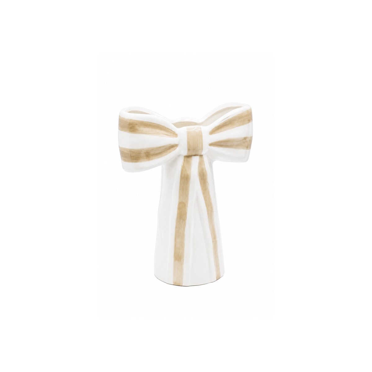 Wazon ceramiczny 25x21,5x9,4 cm KOKARDA w biało-beżowe pasy