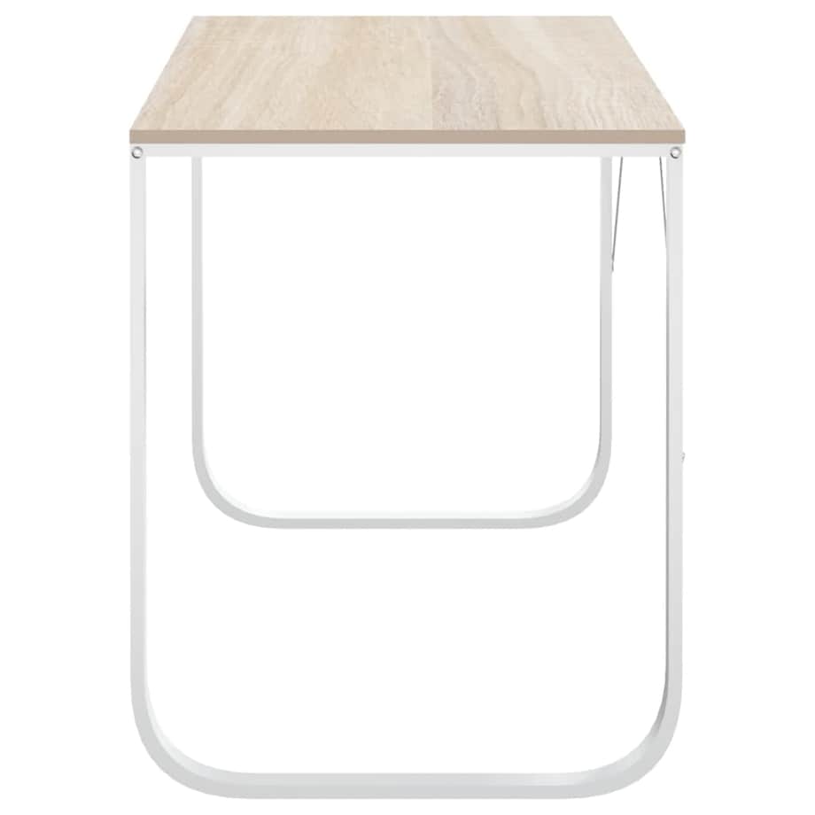 vidaXL Biurko komputerowe, biało-dębowe, 110x60x73 cm, płyta wiórowa