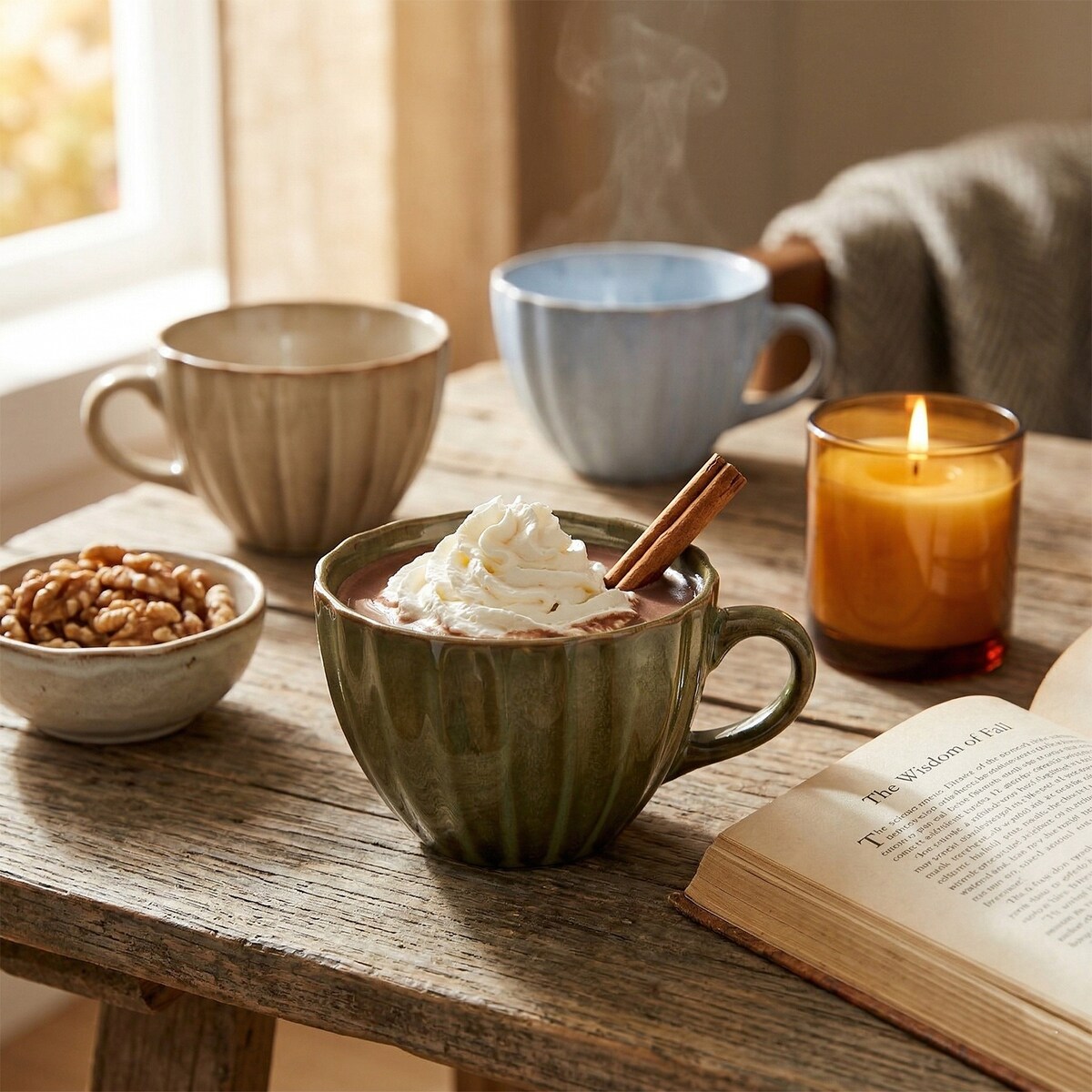 KUBEK CERAMICZNY 3 szt 400ml DO KAWY HERBATY Z UCHWYTEM NA KAWĘ DUŻY