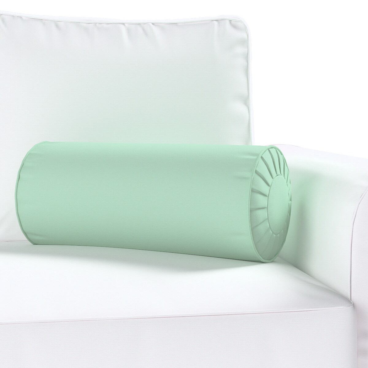 Poduszka wałek z zakładkami, zieleń eukaliptusa, Ø20 x 50 cm, Loneta