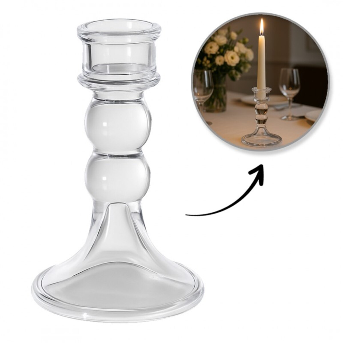 Świecznik dekoracyjny, szklany Glamour 12,5 cm - SW17