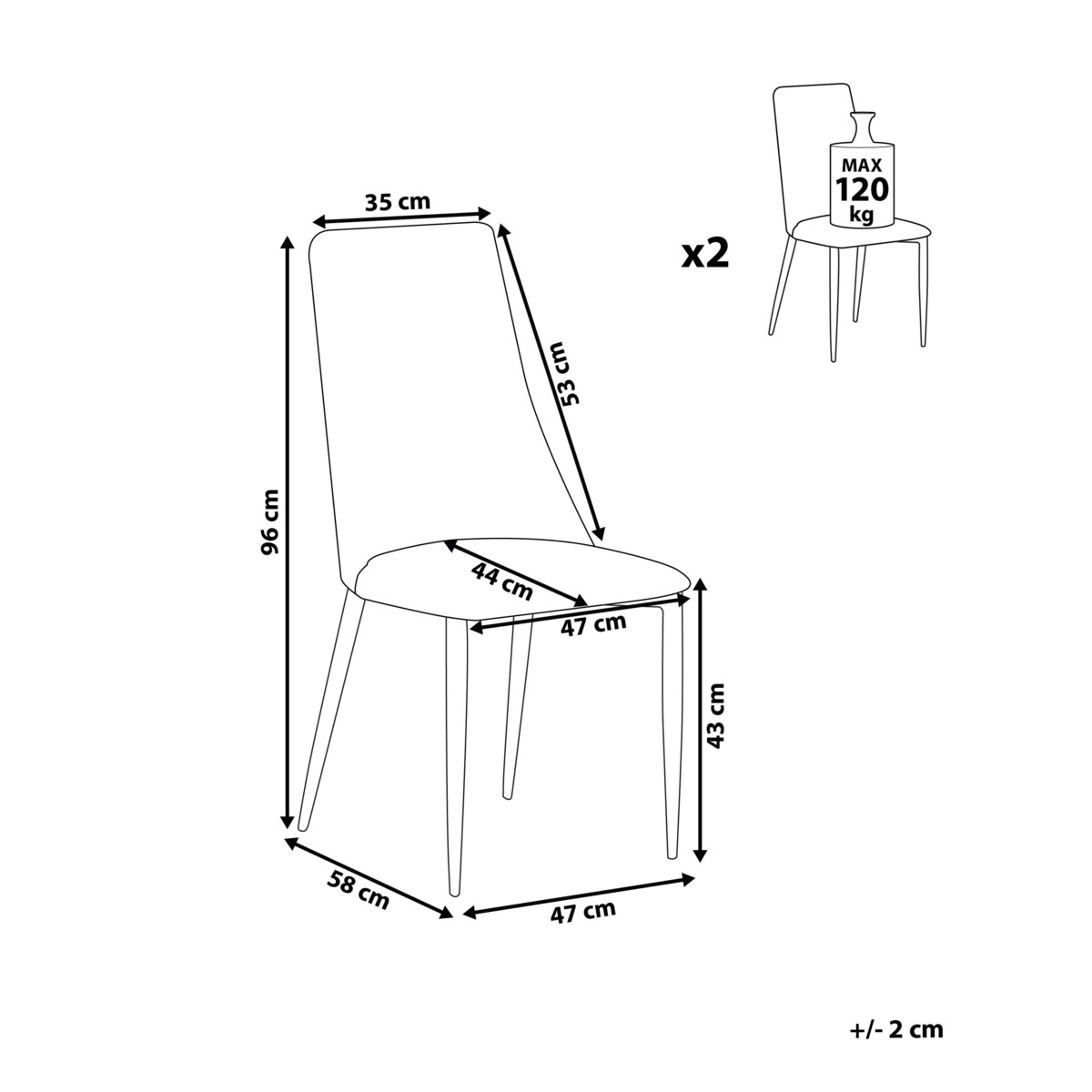 Zestaw 2 krzeseł do jadalni ekoskóra jasnobrązowy CLAYTON