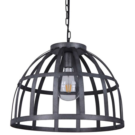 Wisząca LAMPA retro CALERA PND-4114-40-1 Italux industrialna OPRAWA metalowa klatka ZWIS na łańcuchu srebrny