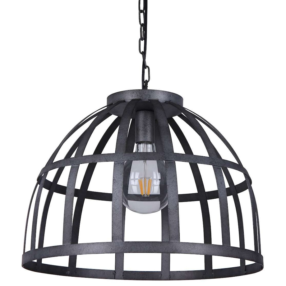 Wisząca LAMPA retro CALERA PND-4114-40-1 Italux industrialna OPRAWA metalowa klatka ZWIS na łańcuchu srebrny