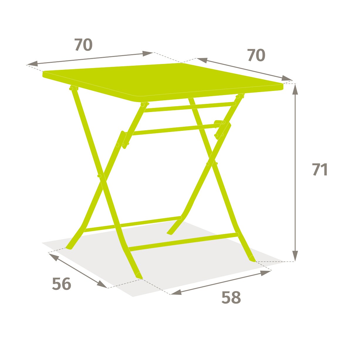 Składany stolik balkonowy, 70 cm, GREENSBORO