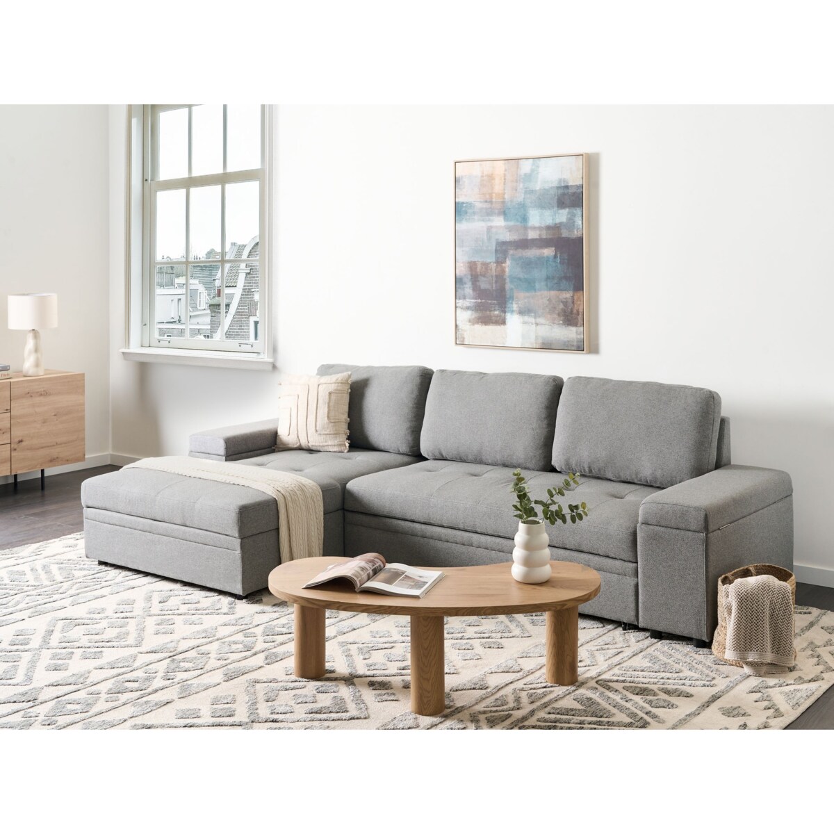 Sofa narożna prawostronna HRISEY Szary Prawostronny