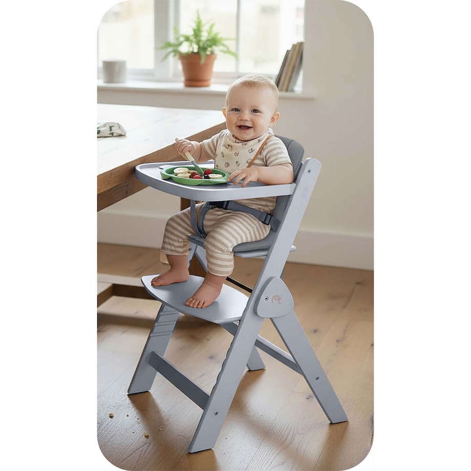 Drewniane krzesełko do karmienia Nukido składane regulowane pasy 702002