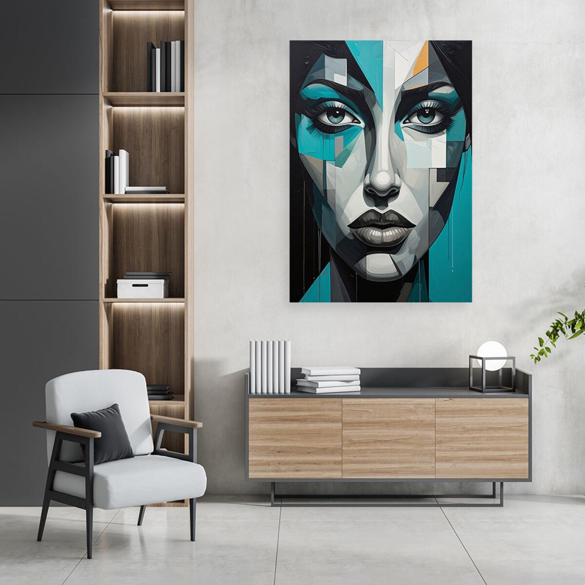 Obraz do salonu sypialni salonu, Kobieta Portret Turkusowy