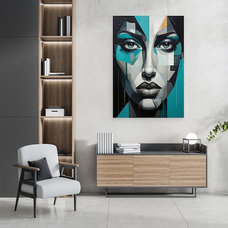 Obraz do salonu sypialni salonu, Kobieta Portret Turkusowy