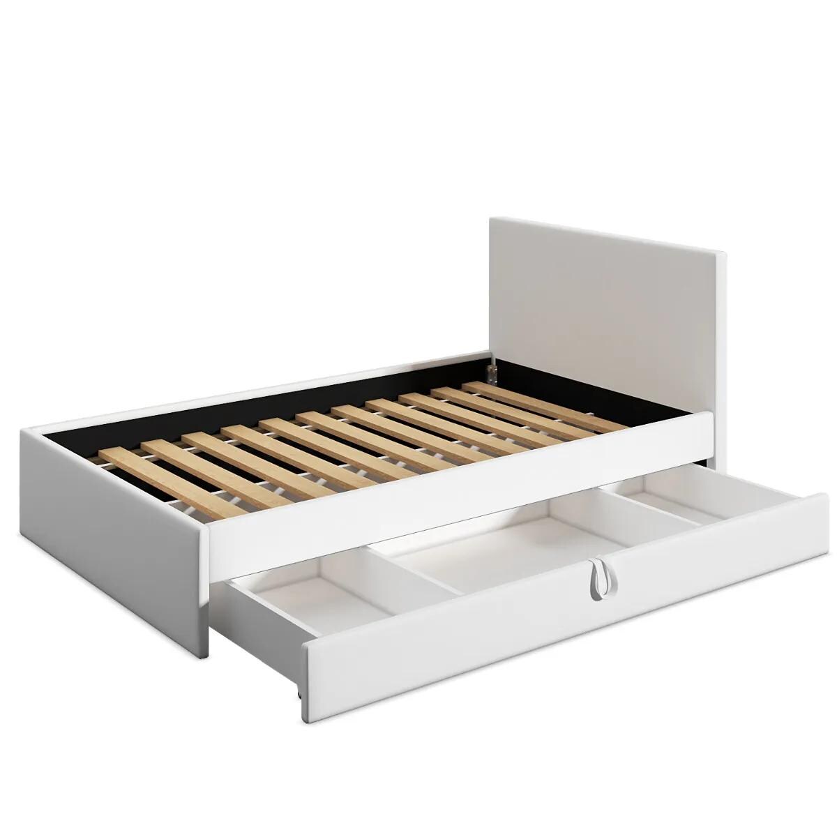 Łóżko młodzieżowe VIVO 2 120x200 różowe z tapicerowanym panelem i szufladą