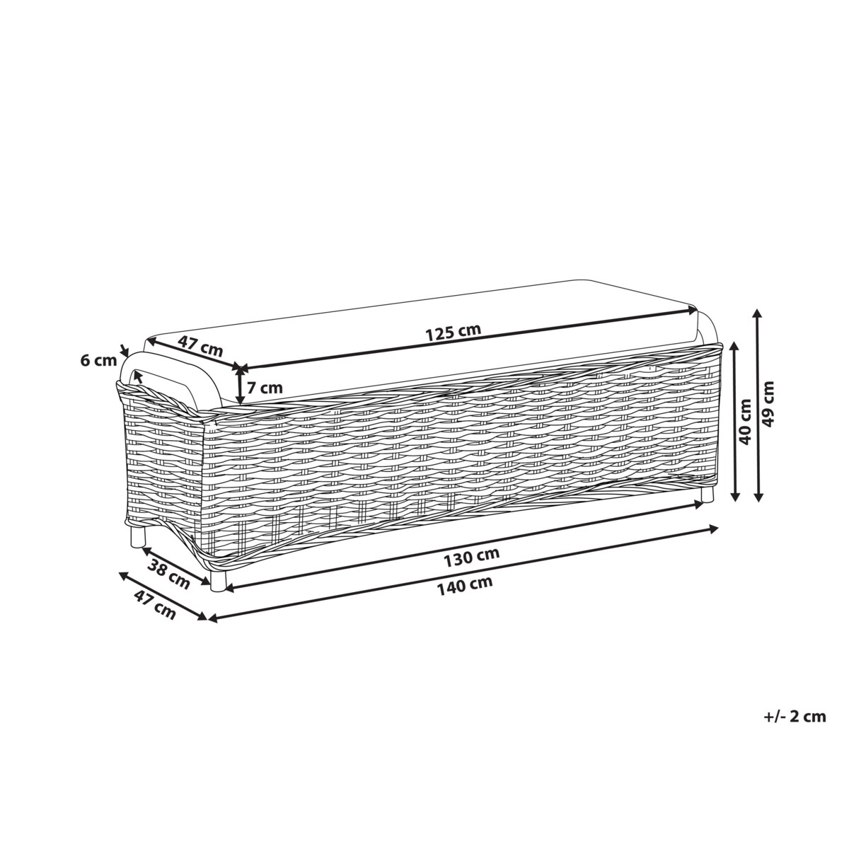 Otomana ogrodowa SUSUA 140 cm Rattan Naturalny