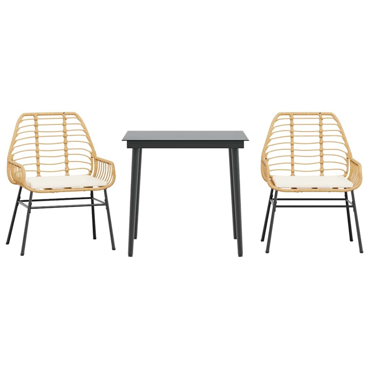 vidaXL 3-częściowy zestaw ogrodowy poduszkami brązowy polirattan szkło