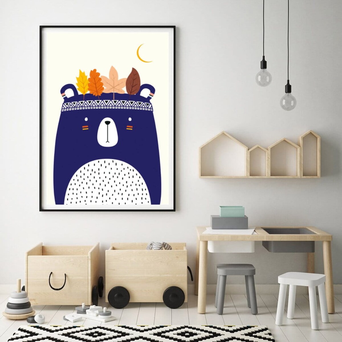 Poster Story, Plakat, Obraz - Niebieski Miś Wódz, wymiary 42 x 60 cm