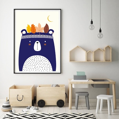 Poster Story, Plakat, Obraz - Niebieski Miś Wódz, wymiary 42 x 60 cm