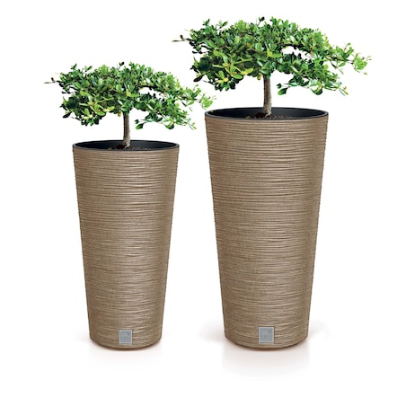 Zestaw 2X Doniczka Donica Ogrodowa Do Domu Na Taras Furu Slim Eco Wood Wysoka 48 Cm/57,5 Cm - Naturo Eco