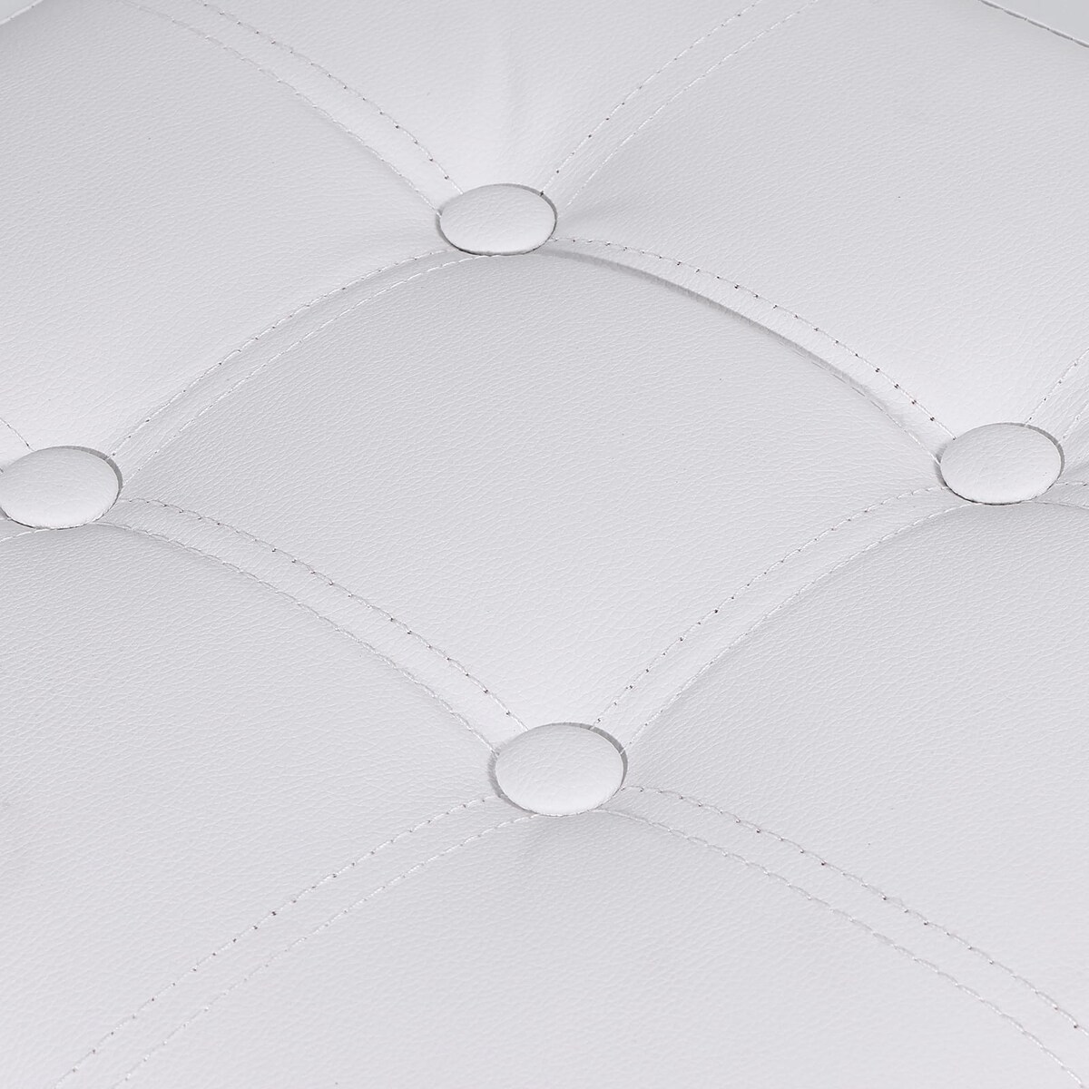 Pufa Składana L Z Guzikami - 38X38X38Cm Ekoskóra Biała