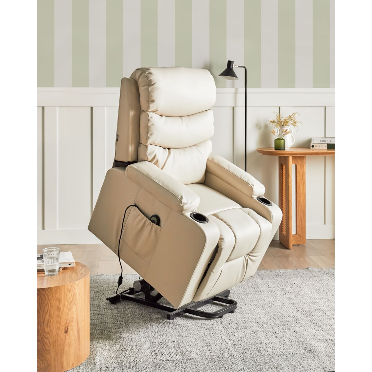 Elektryczny fotel rozkładany ETER Ekoskóra Beżowy