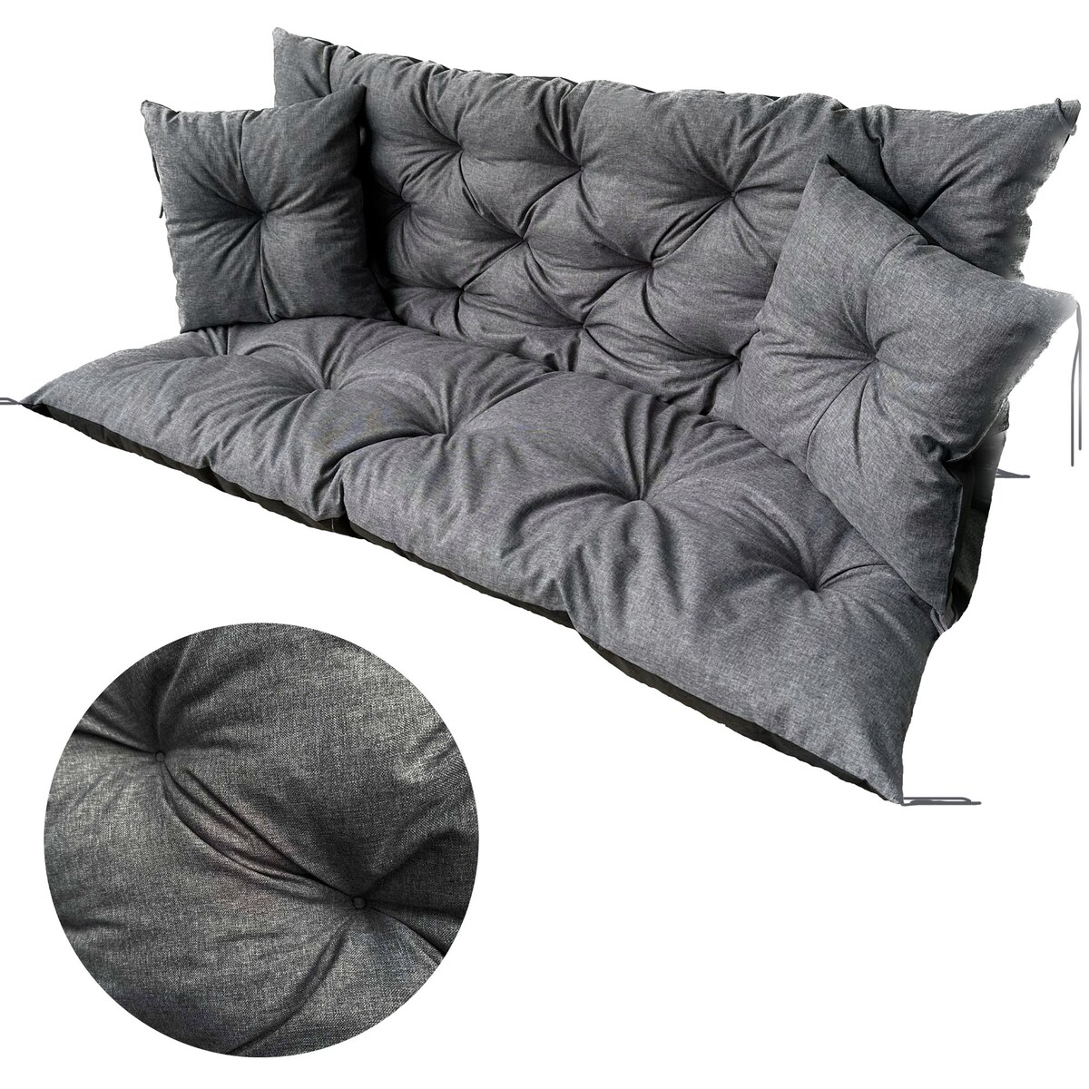 Poduszka Ogrodowa Zestaw 180X60X50 Ekolen Na Ławkę Huśtawkę Taras Dekoracyjny Szara