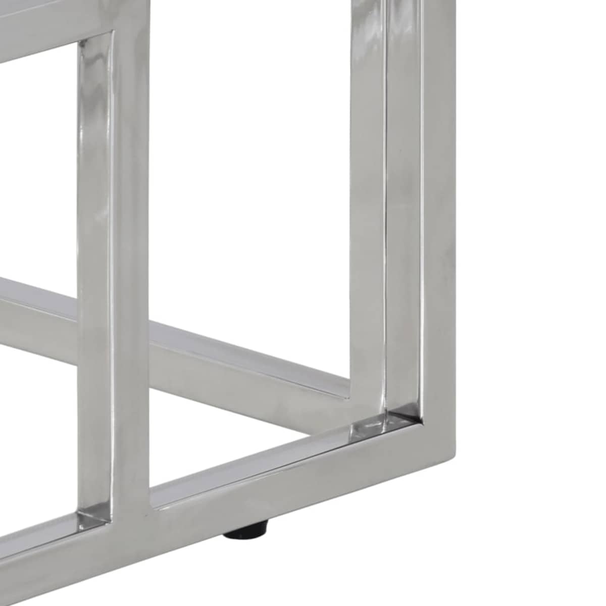 vidaXL Stolik konsolowy, srebrny, stal nierdzewna i drewno akacjowe