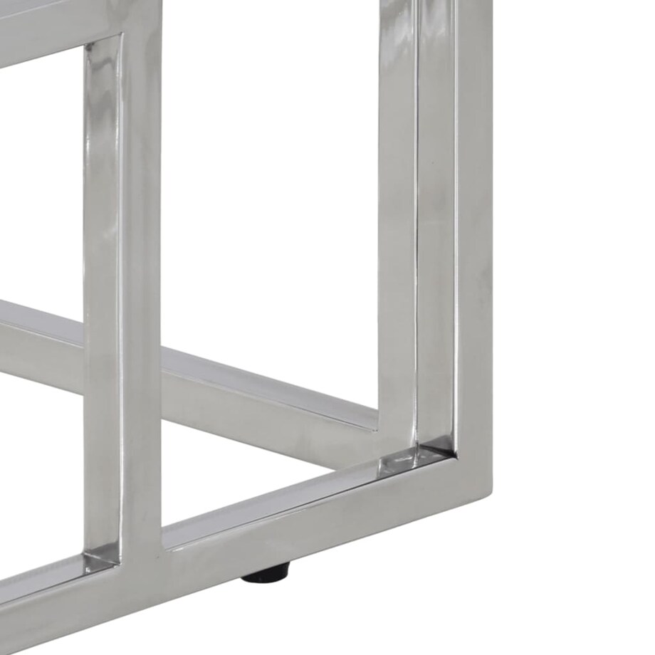 vidaXL Stolik konsolowy, srebrny, stal nierdzewna i drewno akacjowe