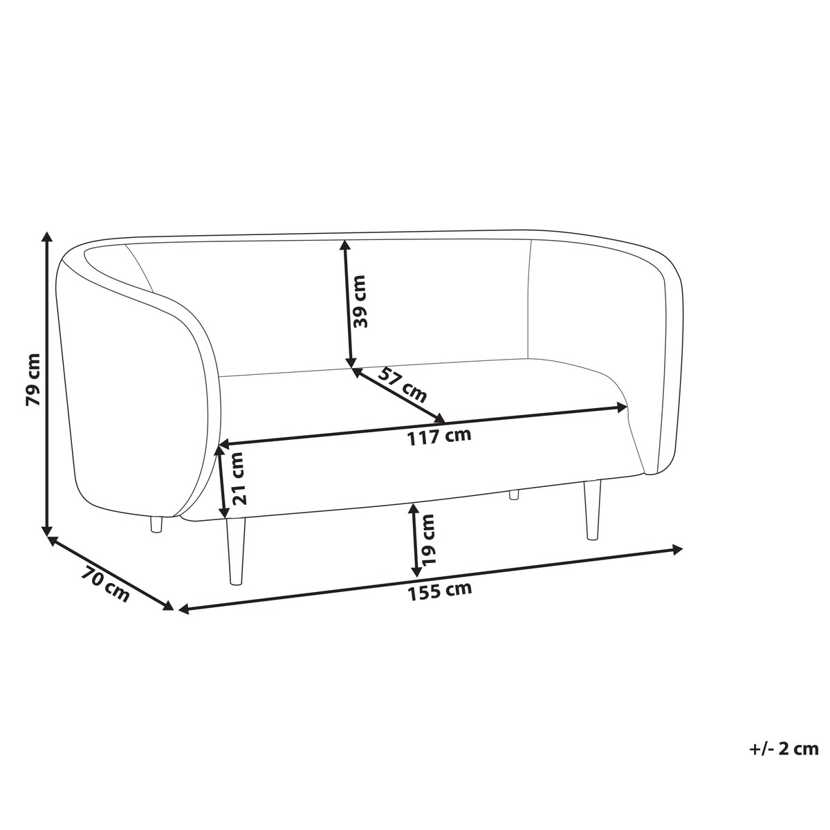Sofa dla 2 osób LOEN Boucle Biały