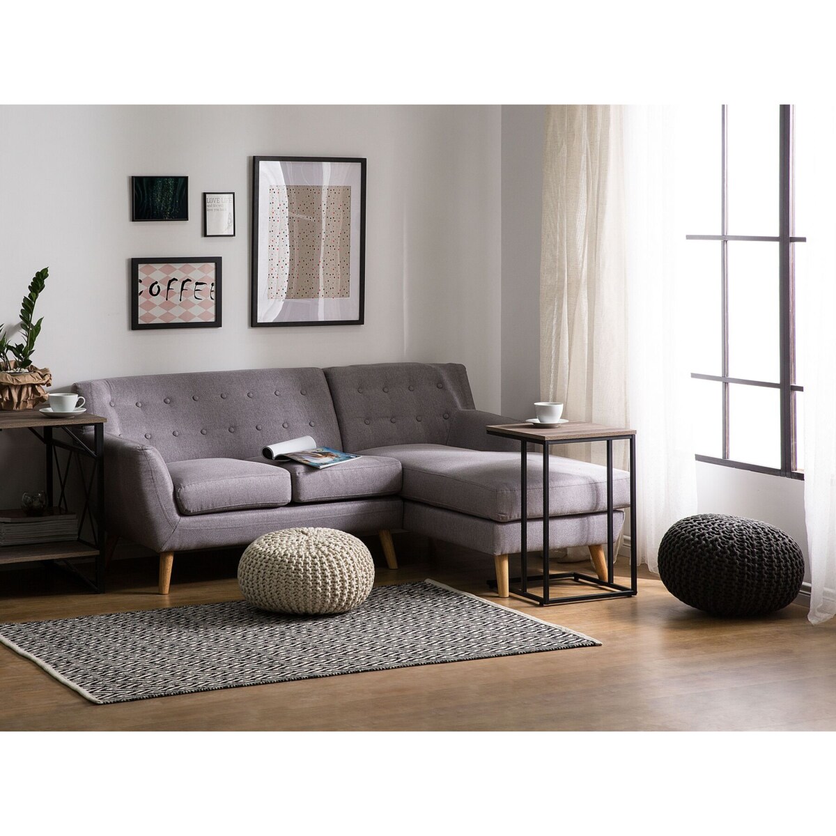 Stolik brązowoszare drewno z czarnym TROY