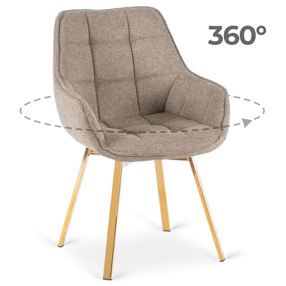 Krzesło Tapicerowane Obrotowe 360 Do Jadalni Kuchni Salonu Beżowe MIA 2