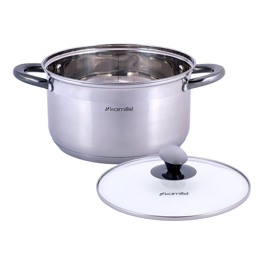 Garnek stalowy 4.5L z pokrywką indukcja na gaz KAMILLE