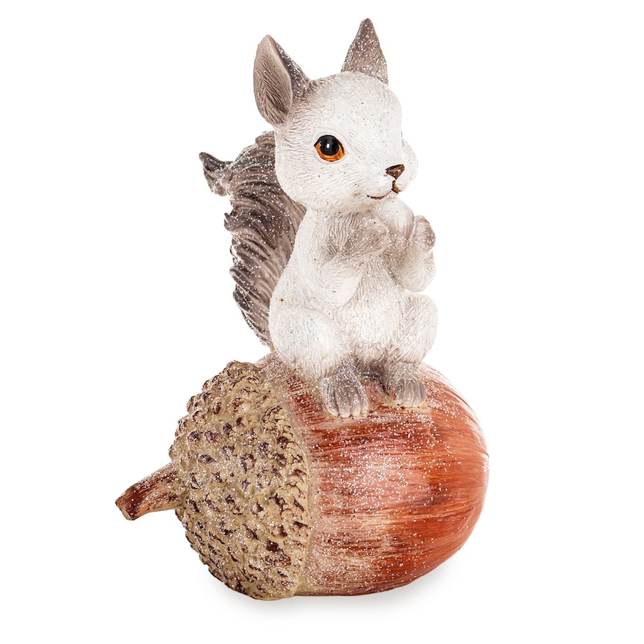 Dekoracja biała wiewiórka 17x12x10 cm ALBINEK na żołędziu