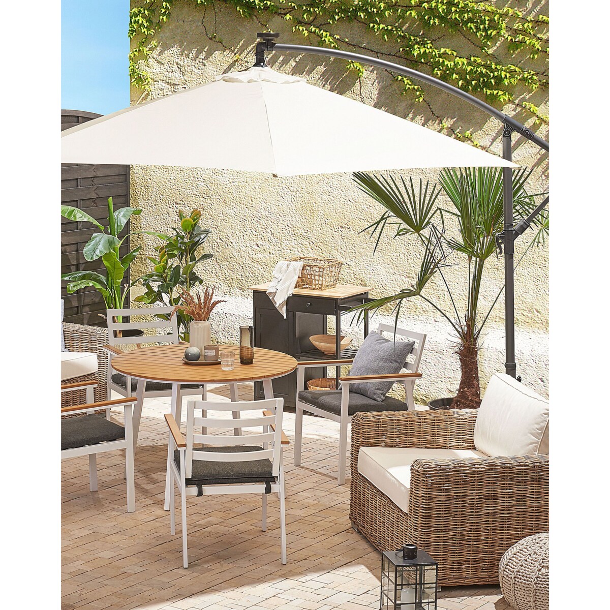 Parasol ogrodowy LED ⌀ 285 cm beżowy CORVAL