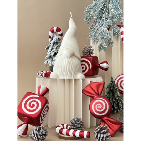 Świąteczny skrzat XXL z wosku sojowego – bezzapachowa świeca dekoracyjna