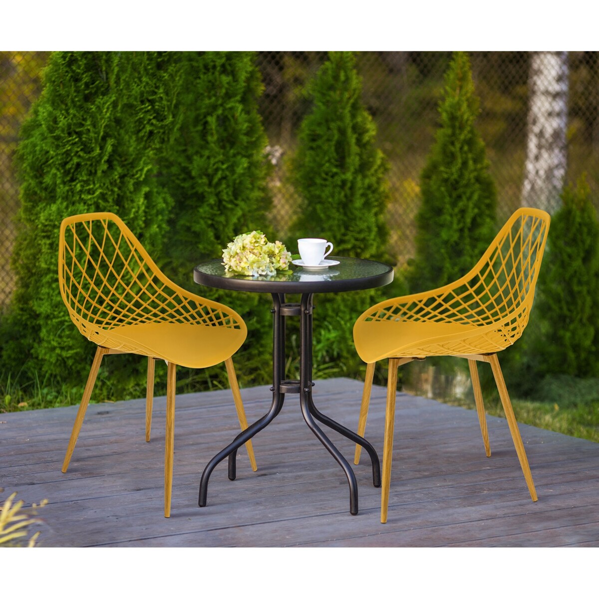 Krzesło ogrodowe plastikowe ARANDA musztardowe