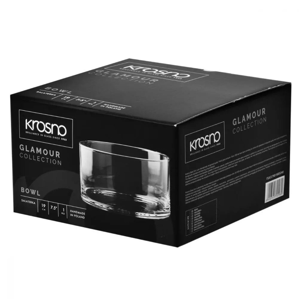 Szklana Salaterka Krosno Glamour 19 cm na Sałatki