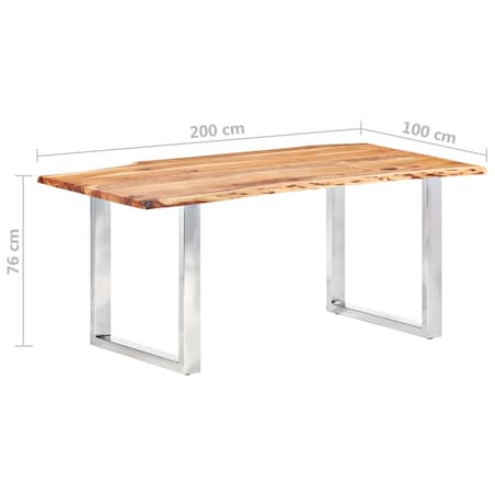 vidaXL Stół z naturalnymi krawędziami, drewno akacjowe, 200 cm, 3,8 cm