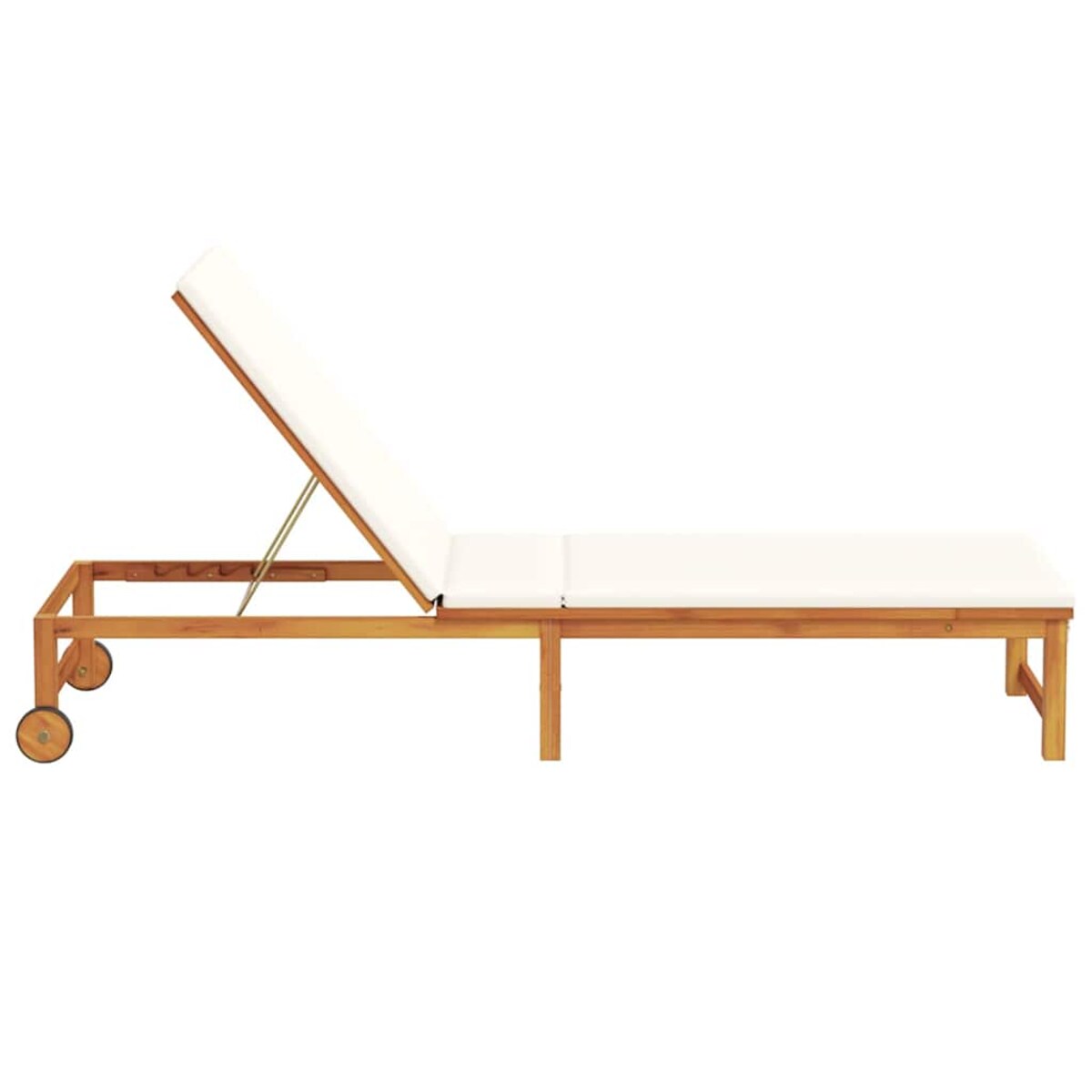 vidaXL Leżak z poduszką Brązowy 53 x 202 x 89cm Lite drewno akacjowe