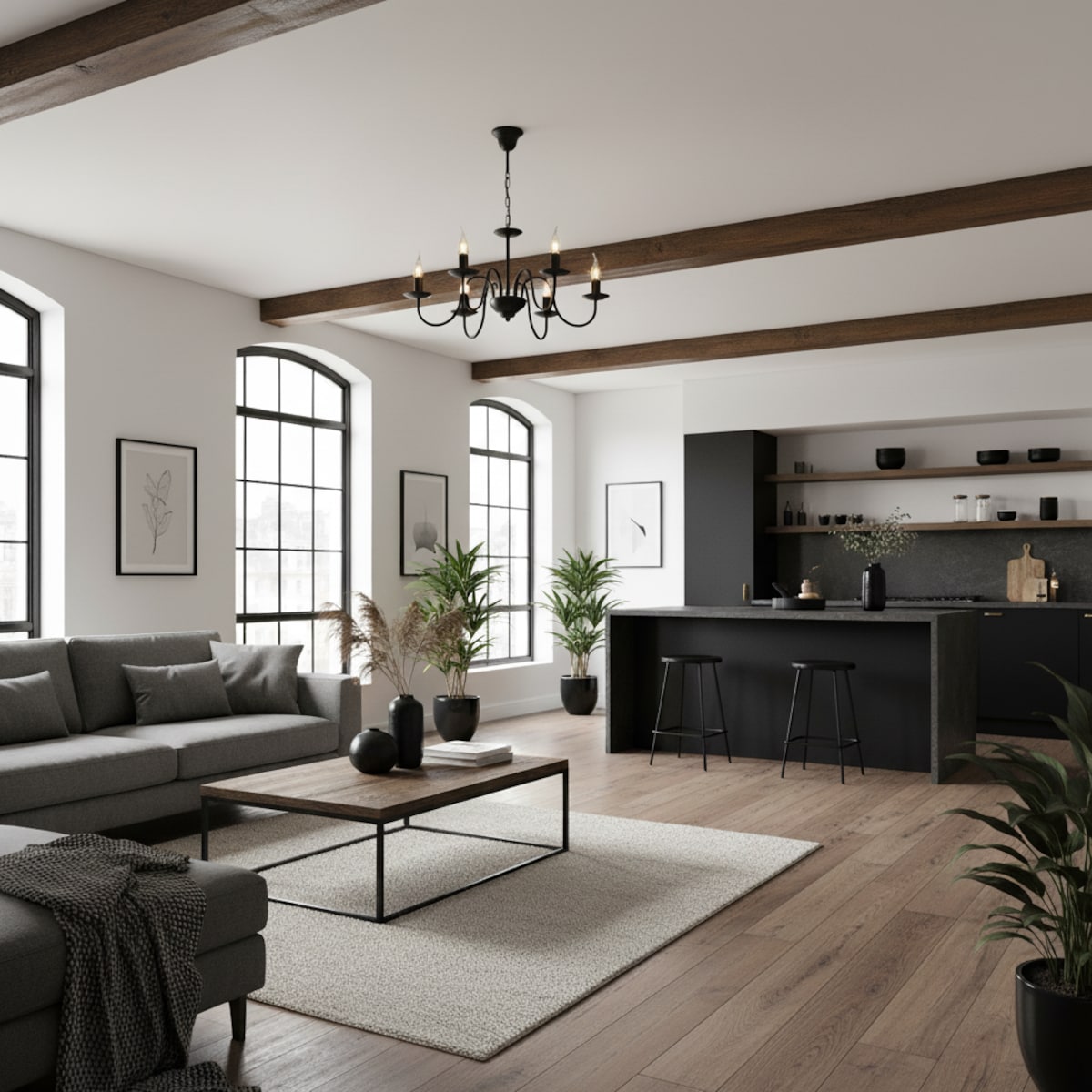 czarna lampa wisząca edylit 6 punktowa loft do salonu