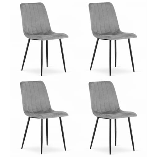 Krzesło Do Jadalni Kuchni Salonu Lava - Ciemny Szary Aksamit X 4